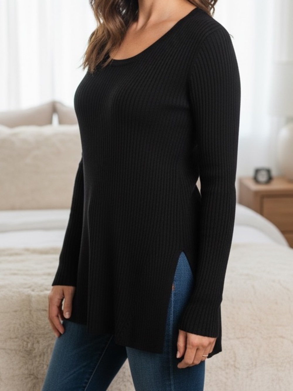 NEW Style & co Size PM Women's Sweater Black Pullover NWT